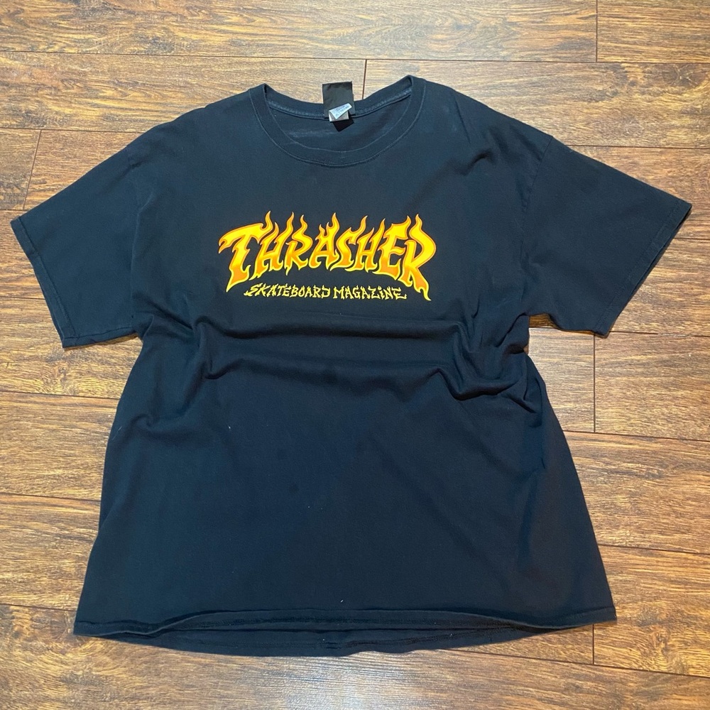 Thrasher Black Short Sleeve Tee Bold Logo
